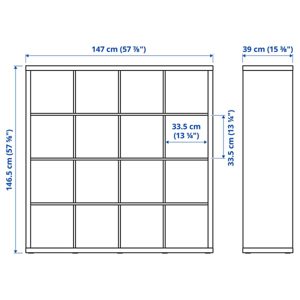 KALLAX Reol 4 indsatser, sortbrun, 147x147 cm - IKEA