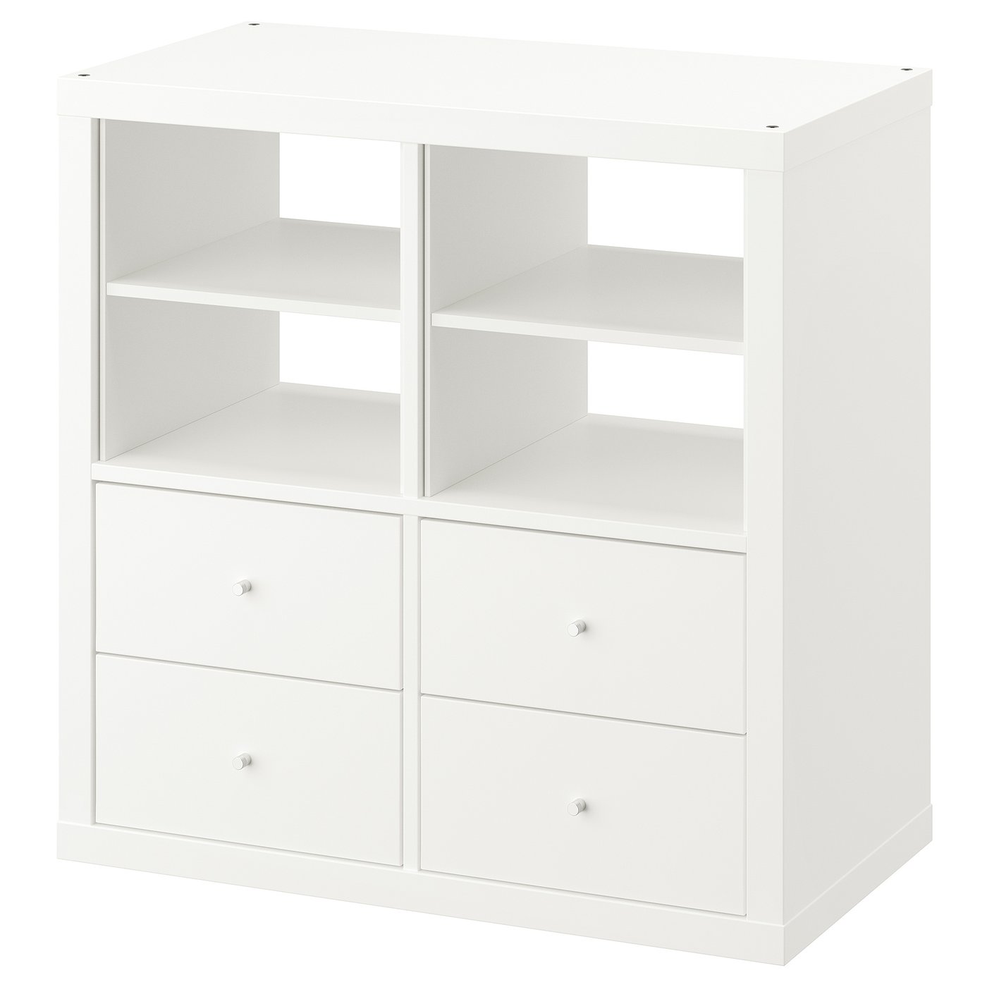 Møbelmontering KALLAX Reol, med 4 skuffer/med to hyldeindsatser hvid, 77×77 cm