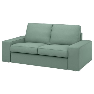 KIVIK sofa, lysegrøn, blødt chenillestof, 2-personers design, firkantede armlæn.