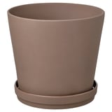 KLARBÄR Urtepotteskjuler med underskål, indendørs/udendørs brun, 24 cm