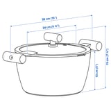 KLIPPFISK Gryde med låg, non-stick glas/træ sortblå, 5 l