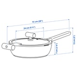 KLIPPFISK Sauterpande med låg, non-stick glas/træ turkisgrå, 24 cm