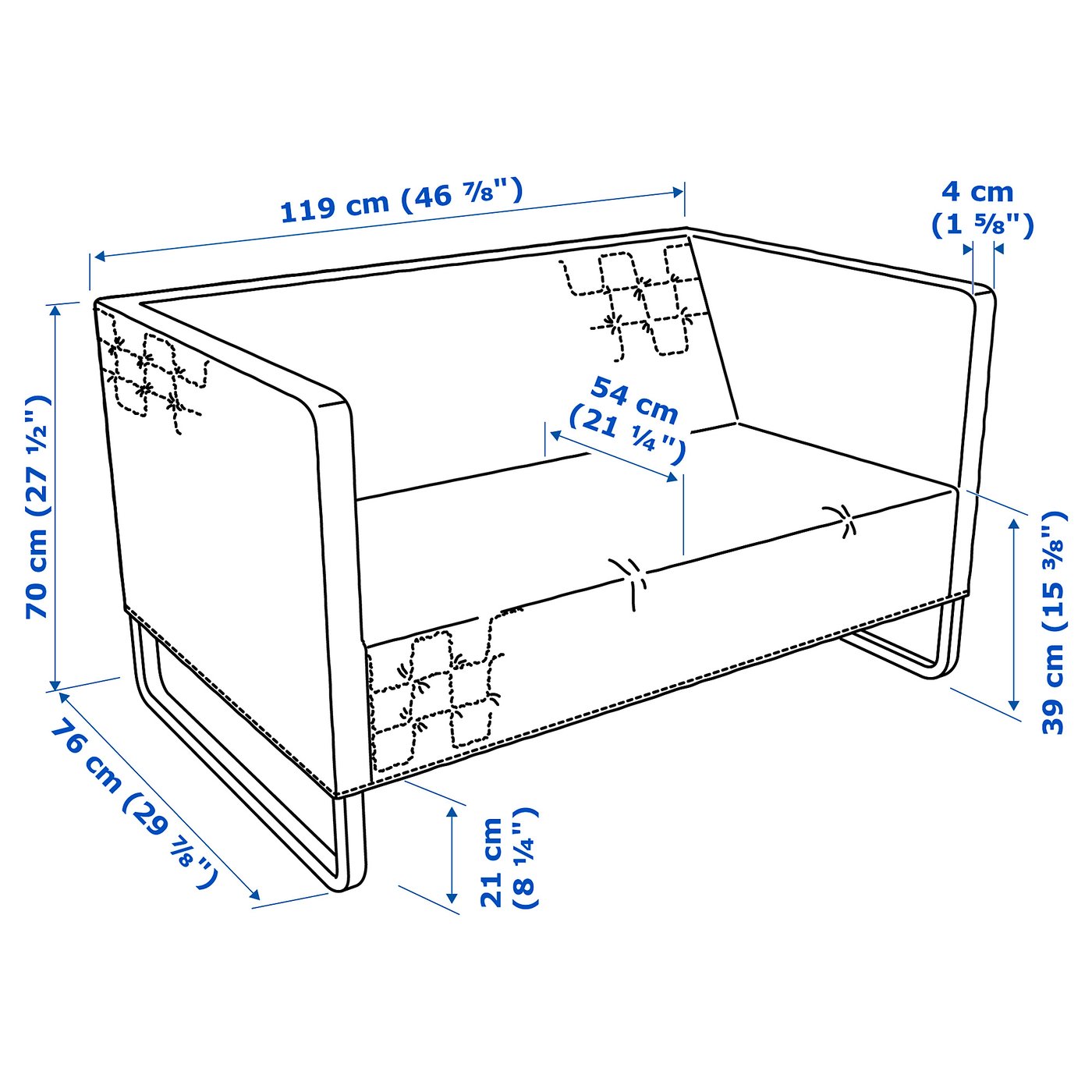 Knopparp 2 Pers Sofa Knisa Bla Ikea