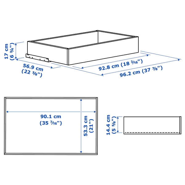 KOMPLEMENT med glasfront, hvid, 100x58 - IKEA