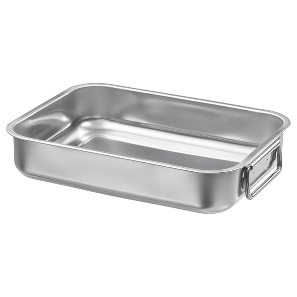 En KONCIS bradepande i rustfrit stål med håndtag, velegnet til ovn og grill.