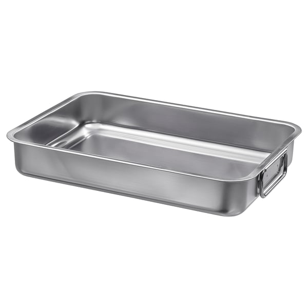 En KONCIS bradepande i rustfrit stål med håndtag, designet til brug i ovn og grill.