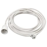En hvid KOPPLA netledning, oprullet, med et to-polet stik.