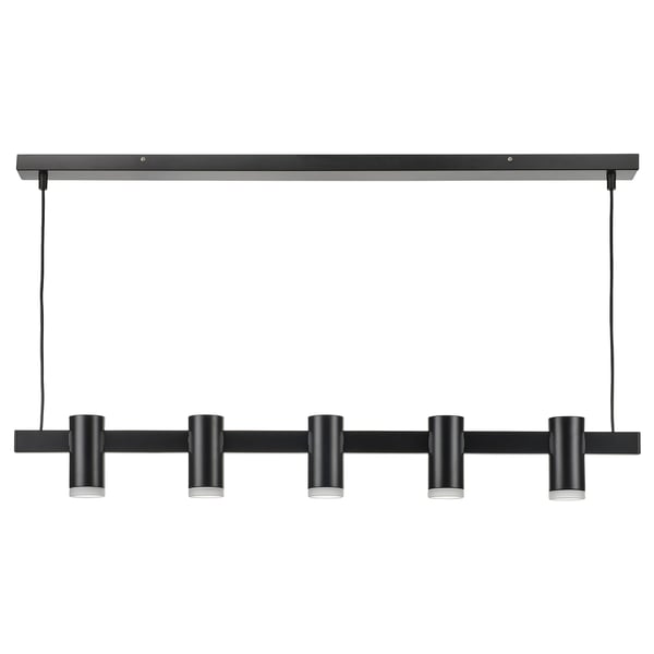 KRANSALG Loftlampe med 5 lamper, sort, 113 cm