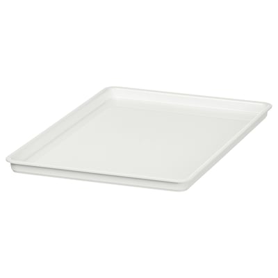 KUGGIS hvidt plastiklåg, rektangulært, enkelt design.