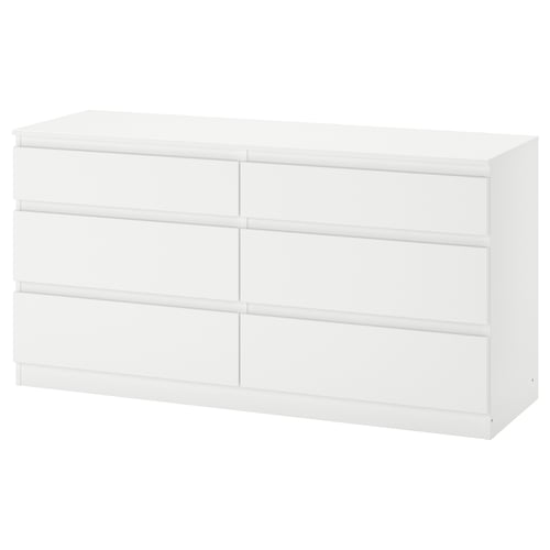 KULLEN Kommode 6 skuffer - hvid 140x40x72 cm