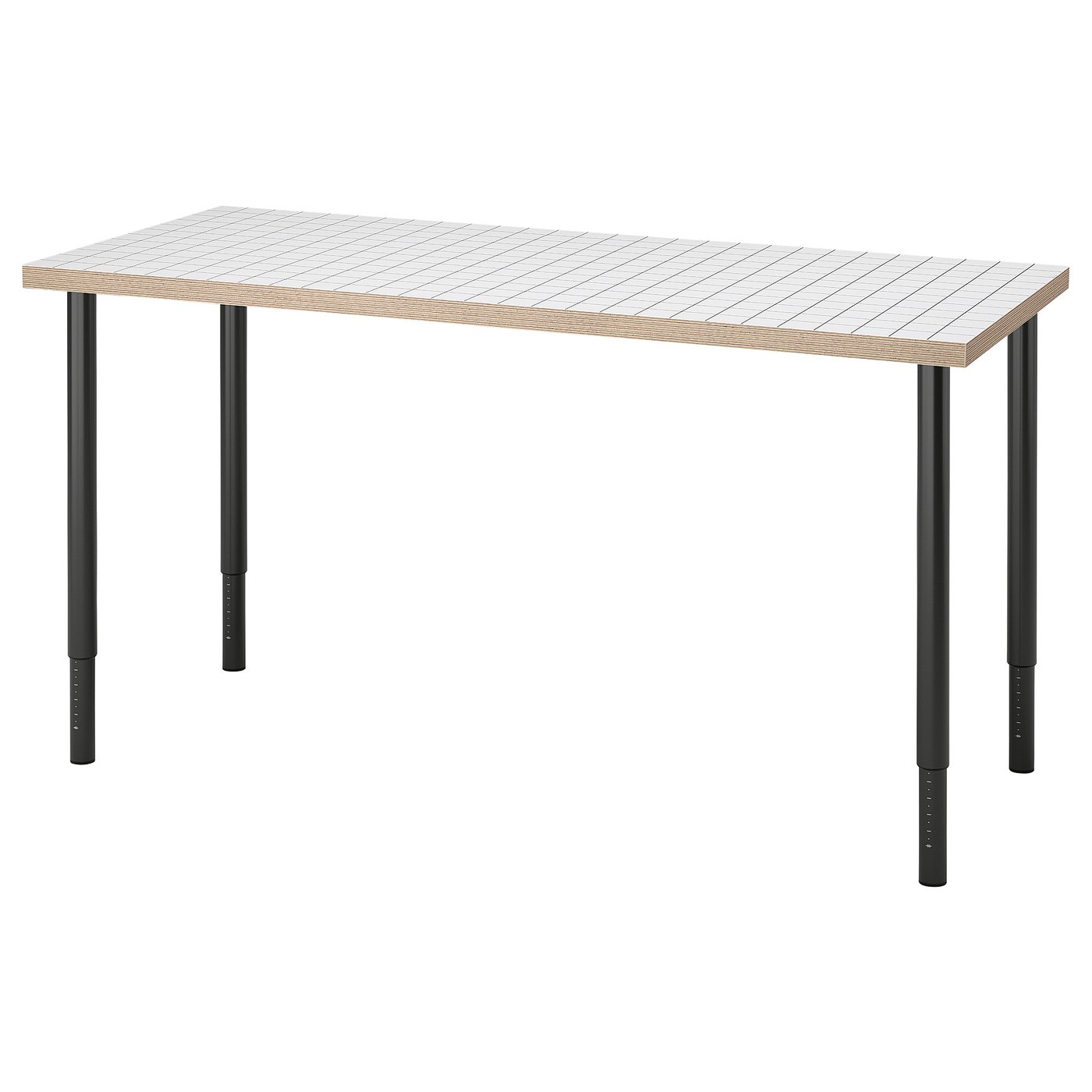 Møbelmontering LAGKAPTEN / OLOV Skrivebord, hvid antracit/sort, 140×60 cm