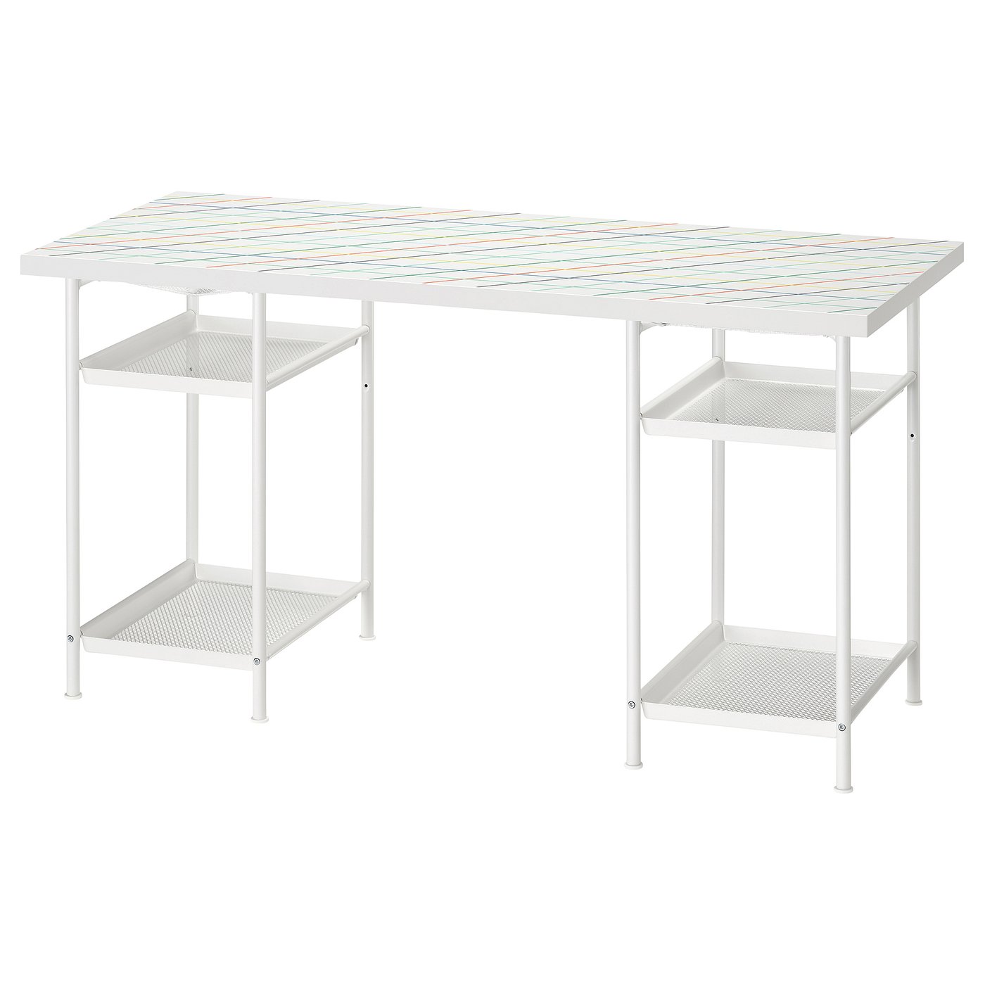 Møbelmontering LAGKAPTEN / SPÄND Skrivebord, rist multifarvet/hvid, 140×60 cm
