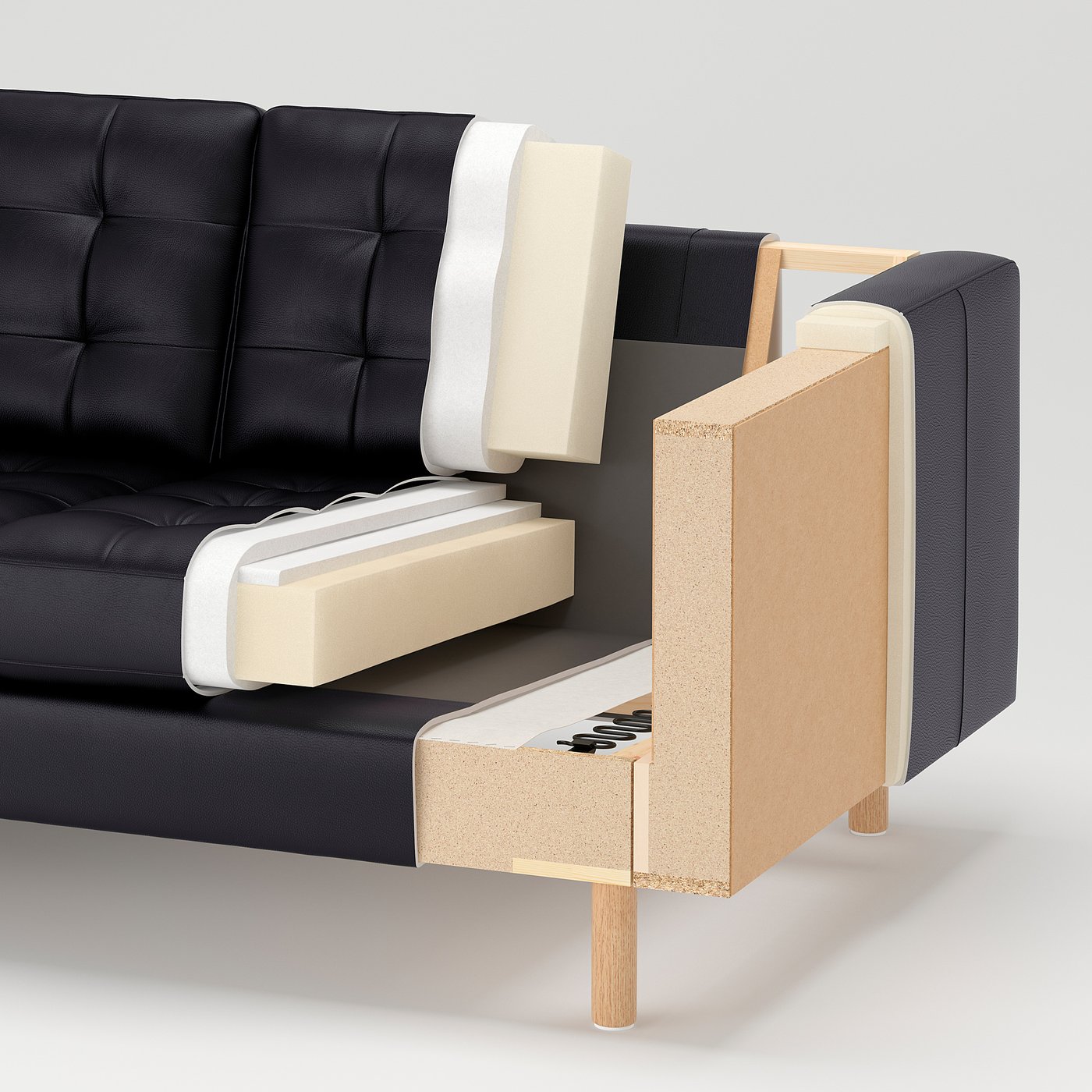 Møbelmontering LANDSKRONA 3-pers. sofa, med chaiselong/Grann/Bomstad sort/metal