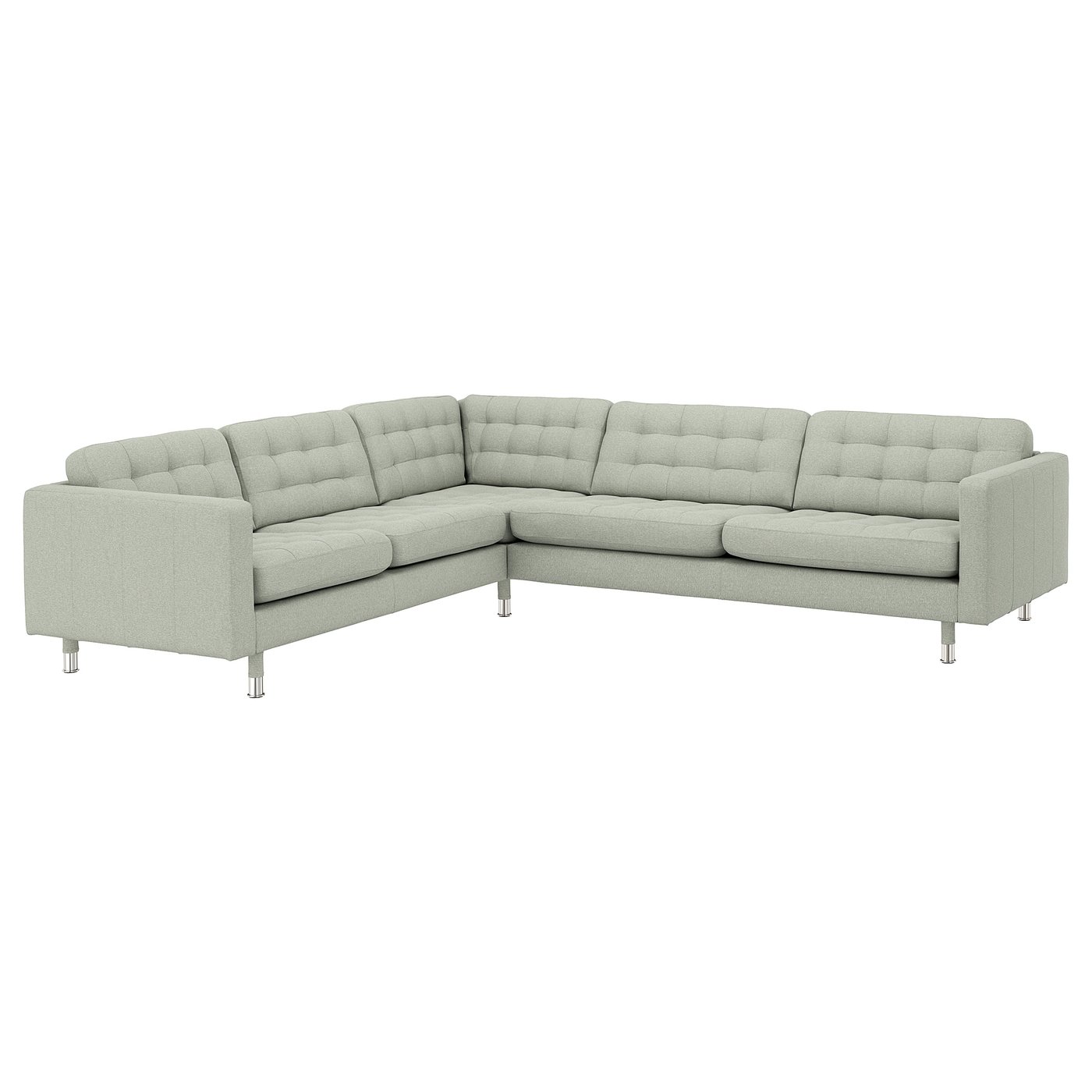 LANDSKRONA 5-pers, hjørnesofa, Gunnared lysegrøn/metal - IKEA