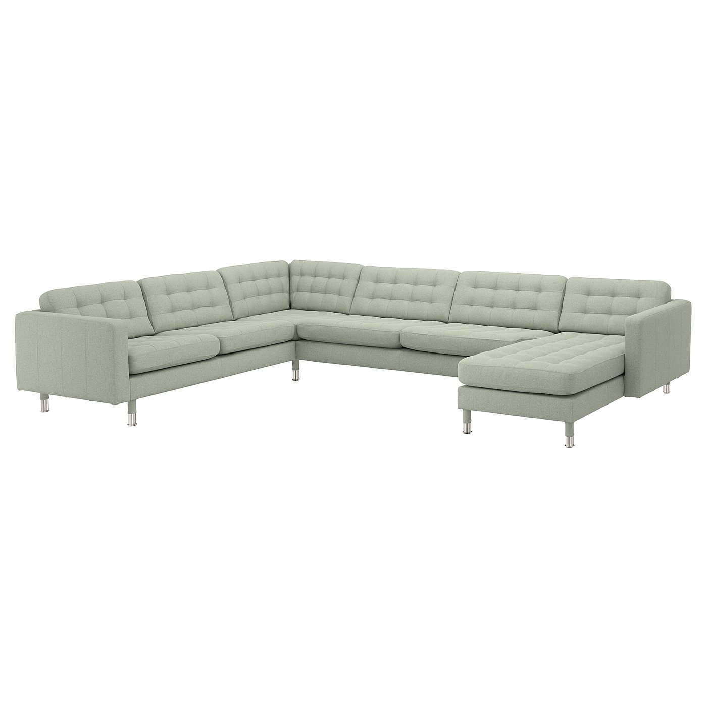 Møbelmontering LANDSKRONA Hjørnesofa, 6-pers., med chaiselong/Gunnared lysegrøn/metal