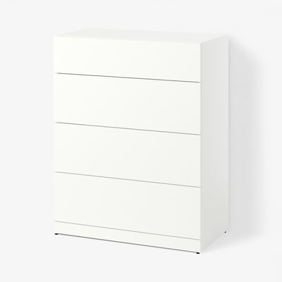 LASTARE Kommode 4 skuffer, hvid, 80x42x100 cm
