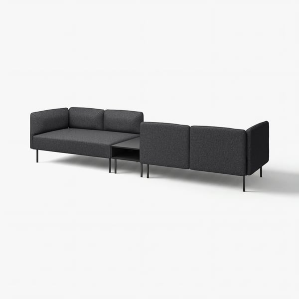 LILLEHEM 4-pers. modulopbygg sofa m sofabord, Gunnared mørkegrå/metal