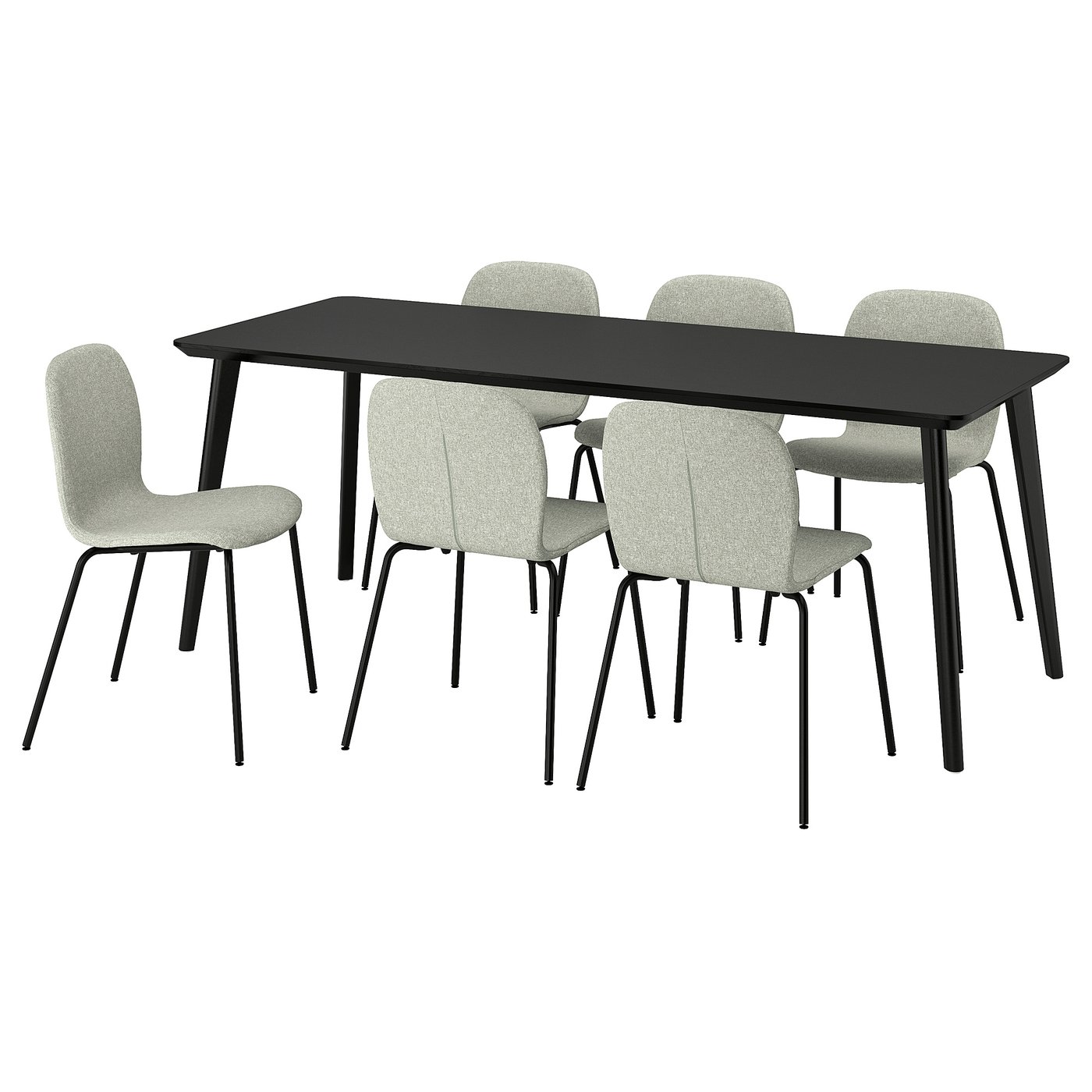 Møbelmontering LISABO / KARLPETTER Bord og 6 stole, sort/GUNNARED lysegrøn sort, 200×78 cm