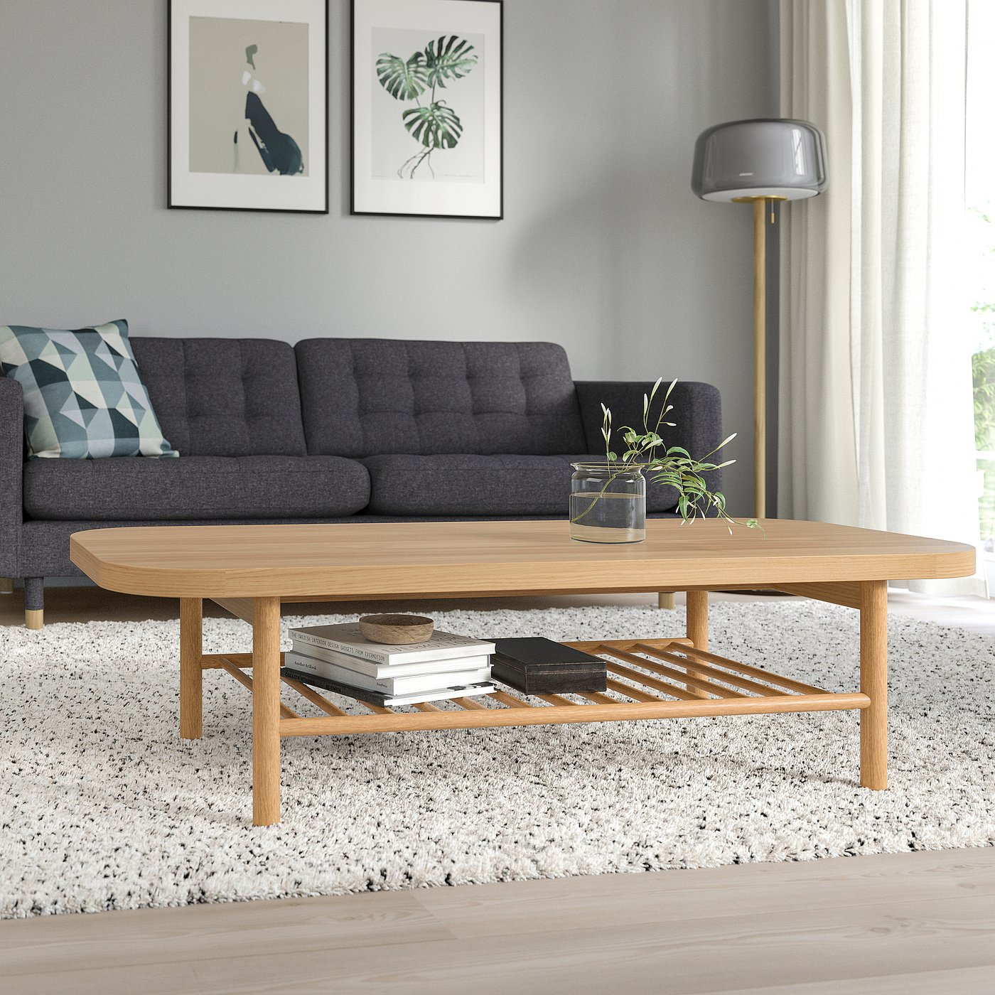 Møbelmontering LISTERBY Sofabord, egetræsfiner, 140x60 cm