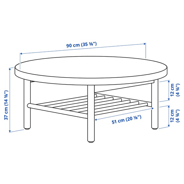 LISTERBY Sofabord, egetræsfiner, 90 cm -