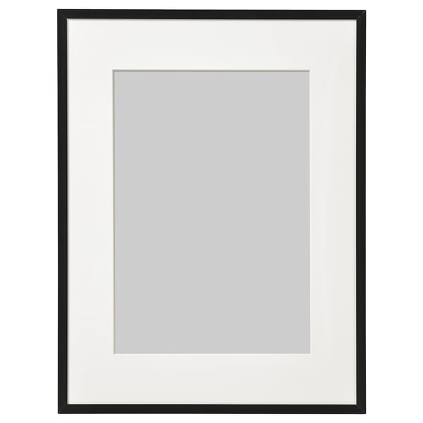 Sort billedramme med hvid mat, rektangulær, almindeligt design, velegnet til forskellige størrelser.