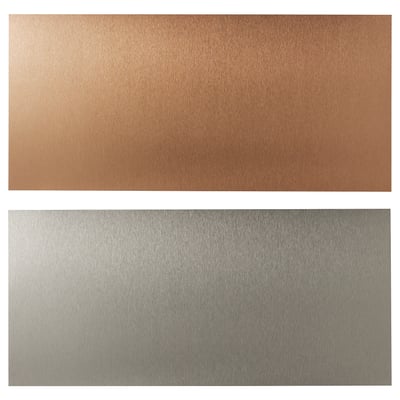 To rektangler, en bronze, en metallisk grå, sandsynligvis LYSEKIL vægpaneler.