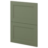 Grønne ikea METOD køkkenskabspaneler med fladt, rektangulært design.