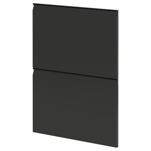 Sort fladplade køkkenskab. Moderne, slankt design med mat finish og integreret håndtag.