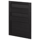 Sort bejdset træskabslåge med tre vandrette enkle linjer, tre-panel design.