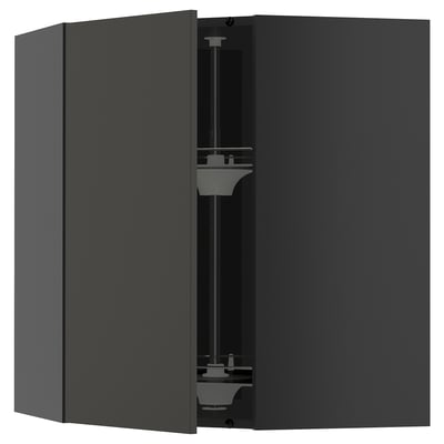 Sort ikea METOD køkkenskab med glashylde, firkantet, slankt moderne design.