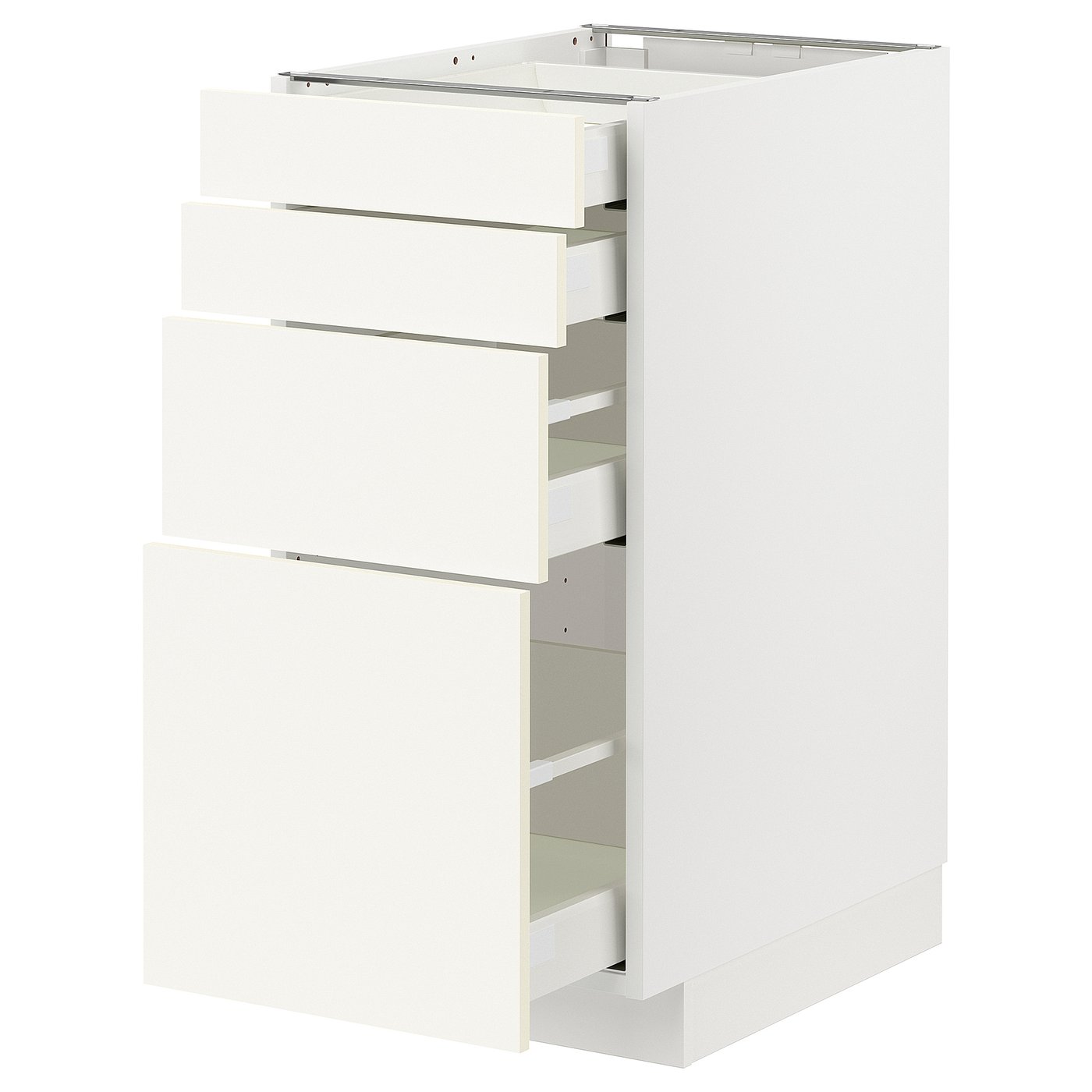 Møbelmontering METOD / MAXIMERA Underskab 4 fronter/4 skuffer, hvid/Vallstena hvid, 40×60 cm | Billig & Hurtig i København