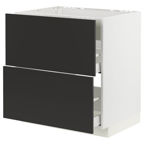 Moderne køkkenenhed, hvid og sort. To skuffer, slankt design, holdbart.