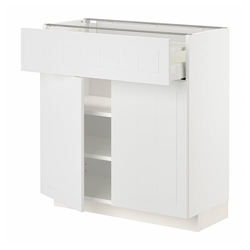Hvidt METOD køkkenskab med skuffe og hylder, klassisk design.