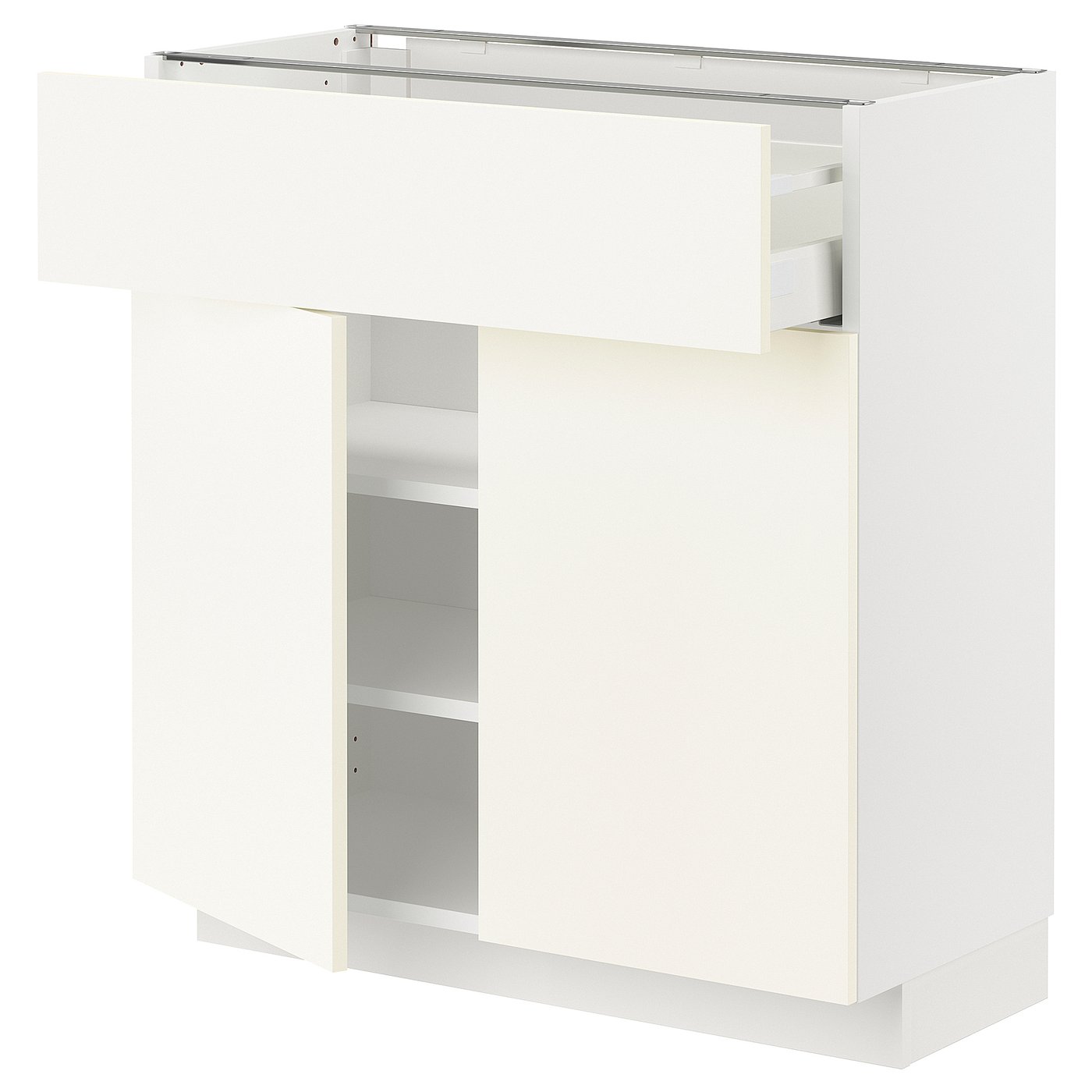 Møbelmontering METOD / MAXIMERA Underskab med skuffe/2 låger, hvid/Vallstena hvid, 80×37 cm | Billig & Hurtig i København