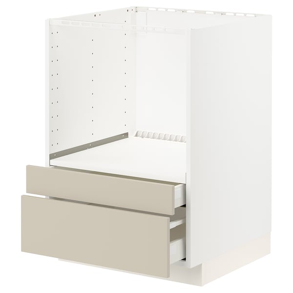 METOD / MAXIMERA Underskab til kombi mikro/skuffer, hvid/Havstorp beige, 60x60 cm