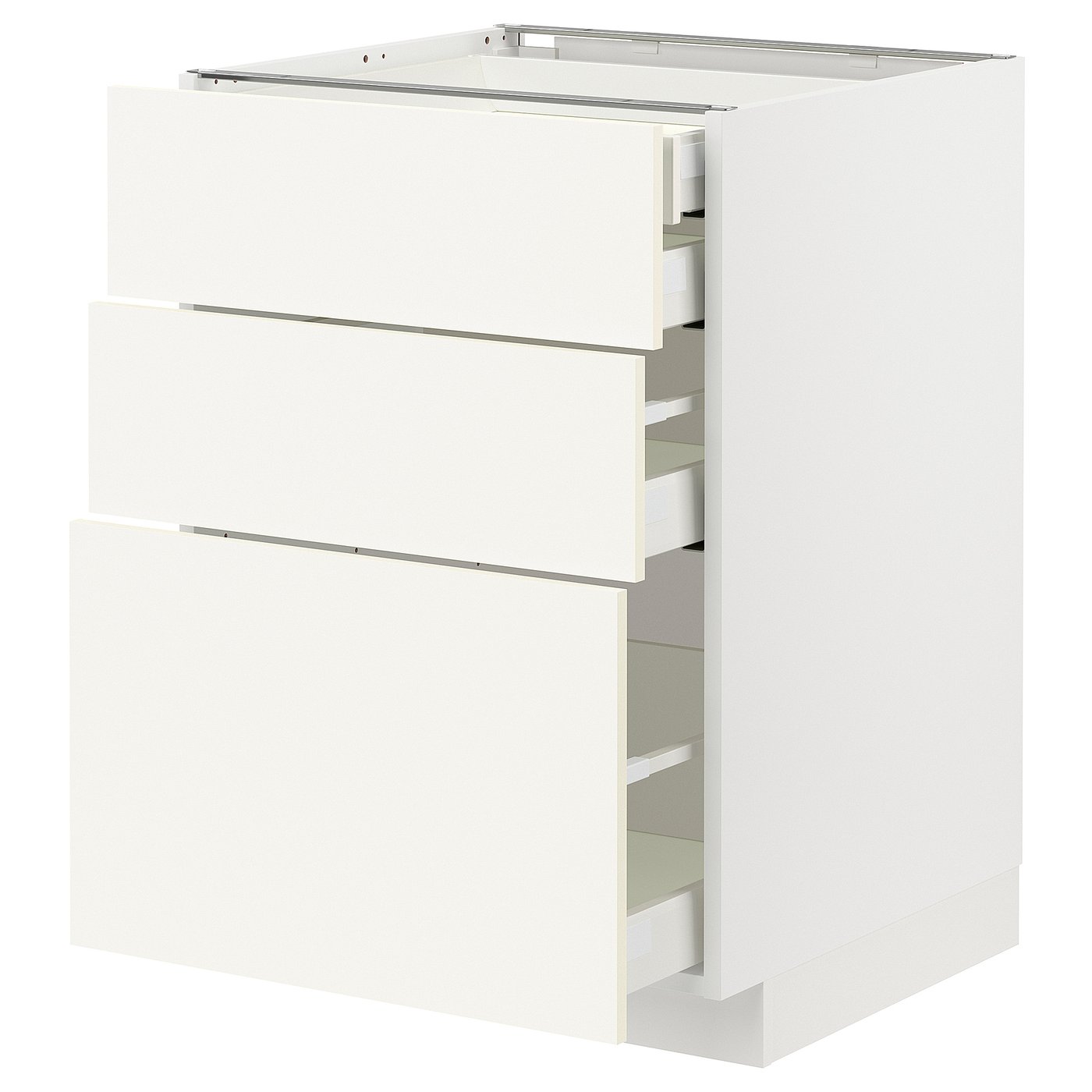 Møbelmontering METOD / MAXIMERA Unska 3 fron/2 lav/1 mel/1 høj skuf, hvid/Vallstena hvid, 60×60 cm | Billig & Hurtig i København