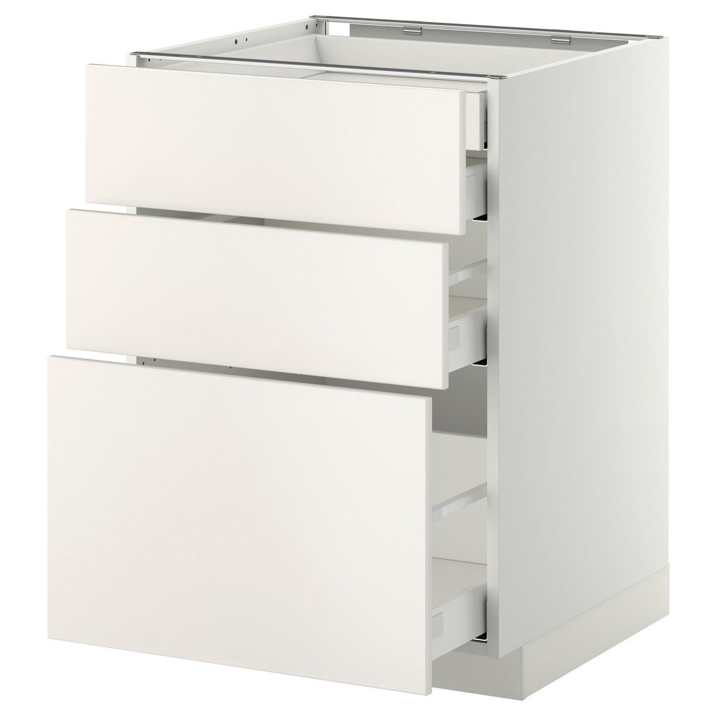 Møbelmontering METOD / MAXIMERA Usk 3 front/2 lav/1 mell/1 høj skuf, hvid/Veddinge hvid, 60×60 cm | Billig & Hurtig i København