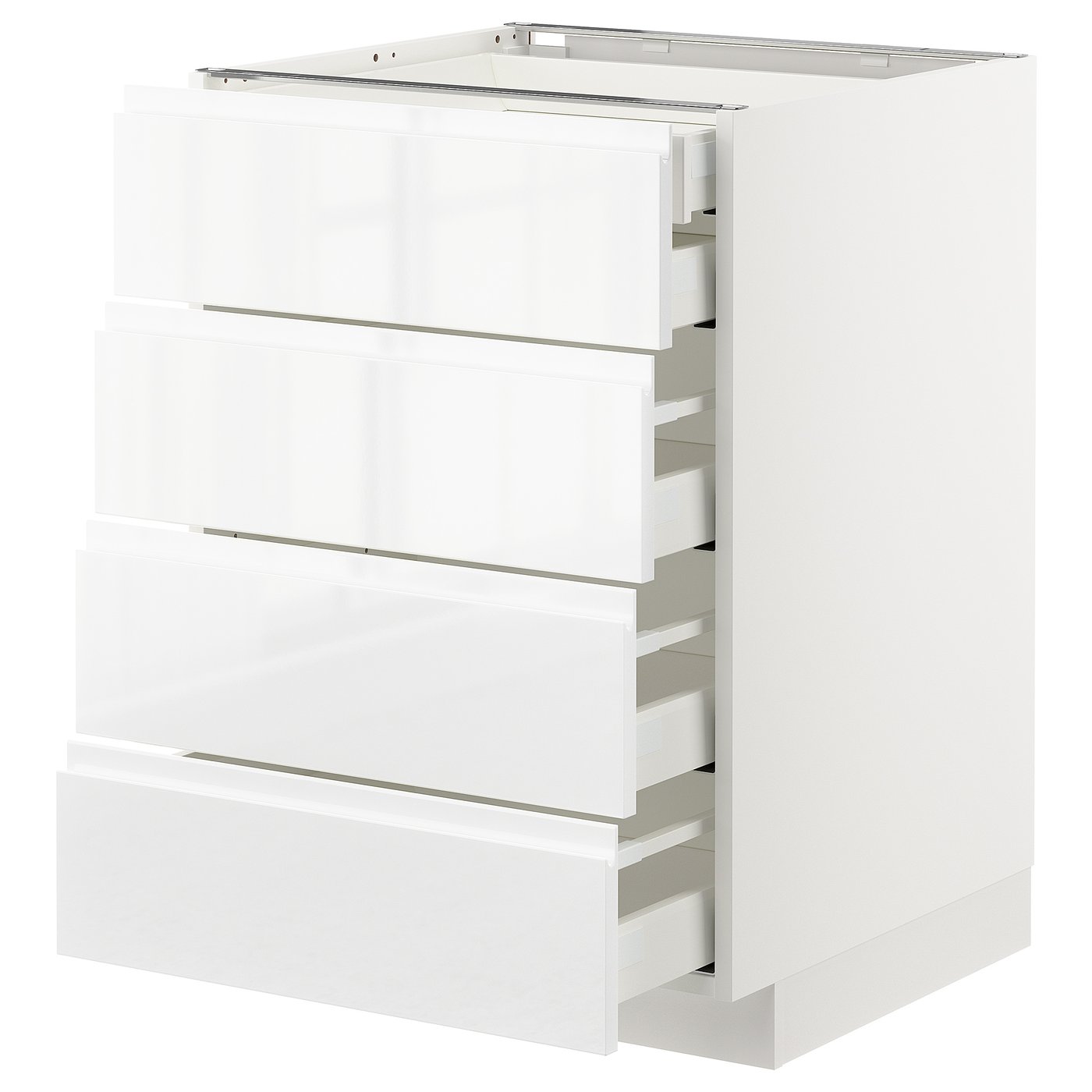 Møbelmontering METOD / MAXIMERA Usk 4 front/2 lave/3 mellem skuf, hvid/Voxtorp højglans/hvid, 60×60 cm | Billig & Hurtig i København