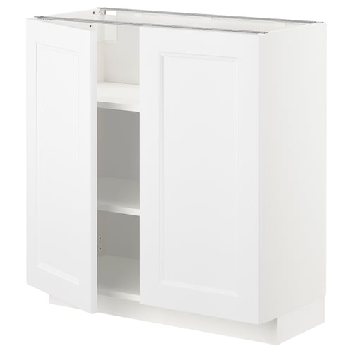 METOD hvid køkkenenhed, rektangulær, to låger, justerbare hylder, moderne design.