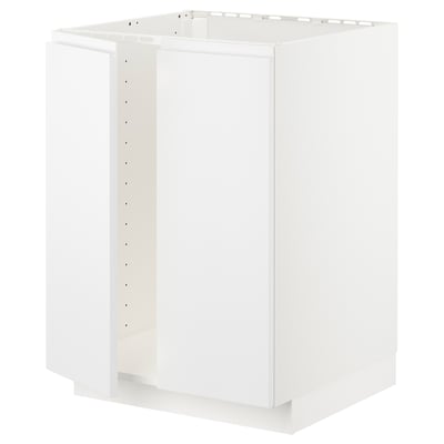 Et hvidt METOD køkkenskabsstel med rene linjer og rilledesign, ideelt til moderne køkkener.