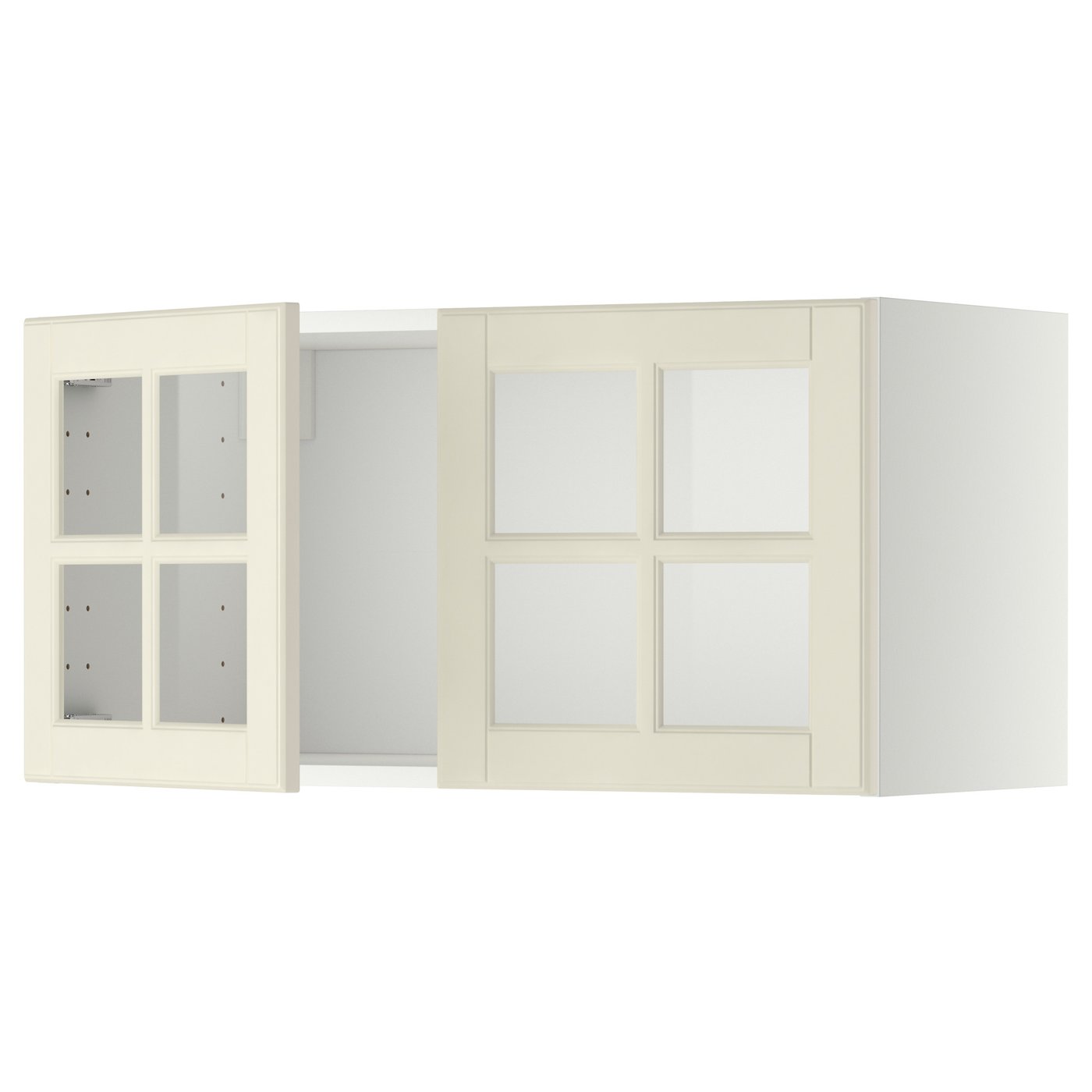 Møbelmontering METOD Vægskab med 2 vitrinelåger, hvid/Bodbyn råhvid, 80×40 cm | Billig & Hurtig i København