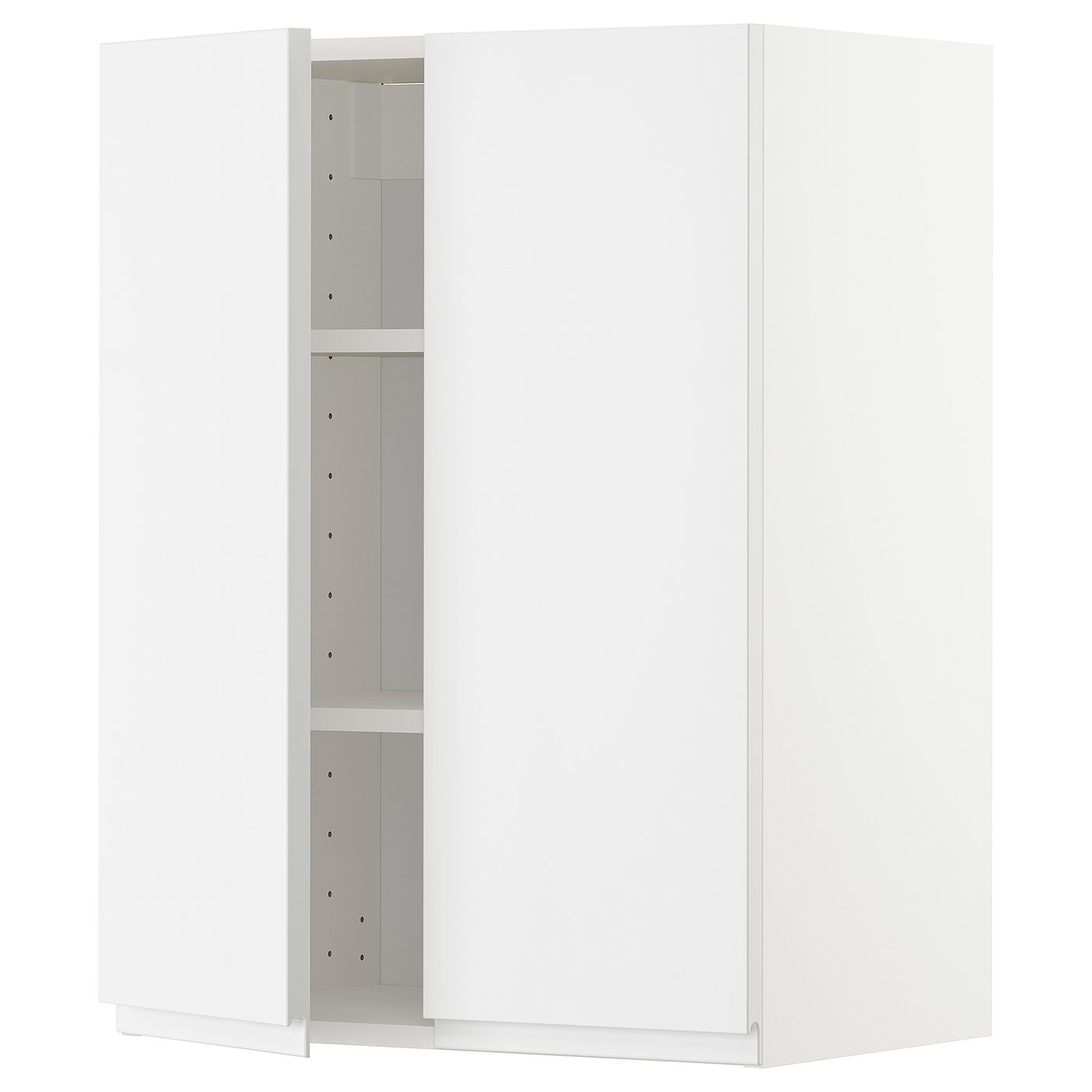 Møbelmontering METOD Vægskab med hylder/2 låger, hvid/Voxtorp højglans/hvid, 60×80 cm