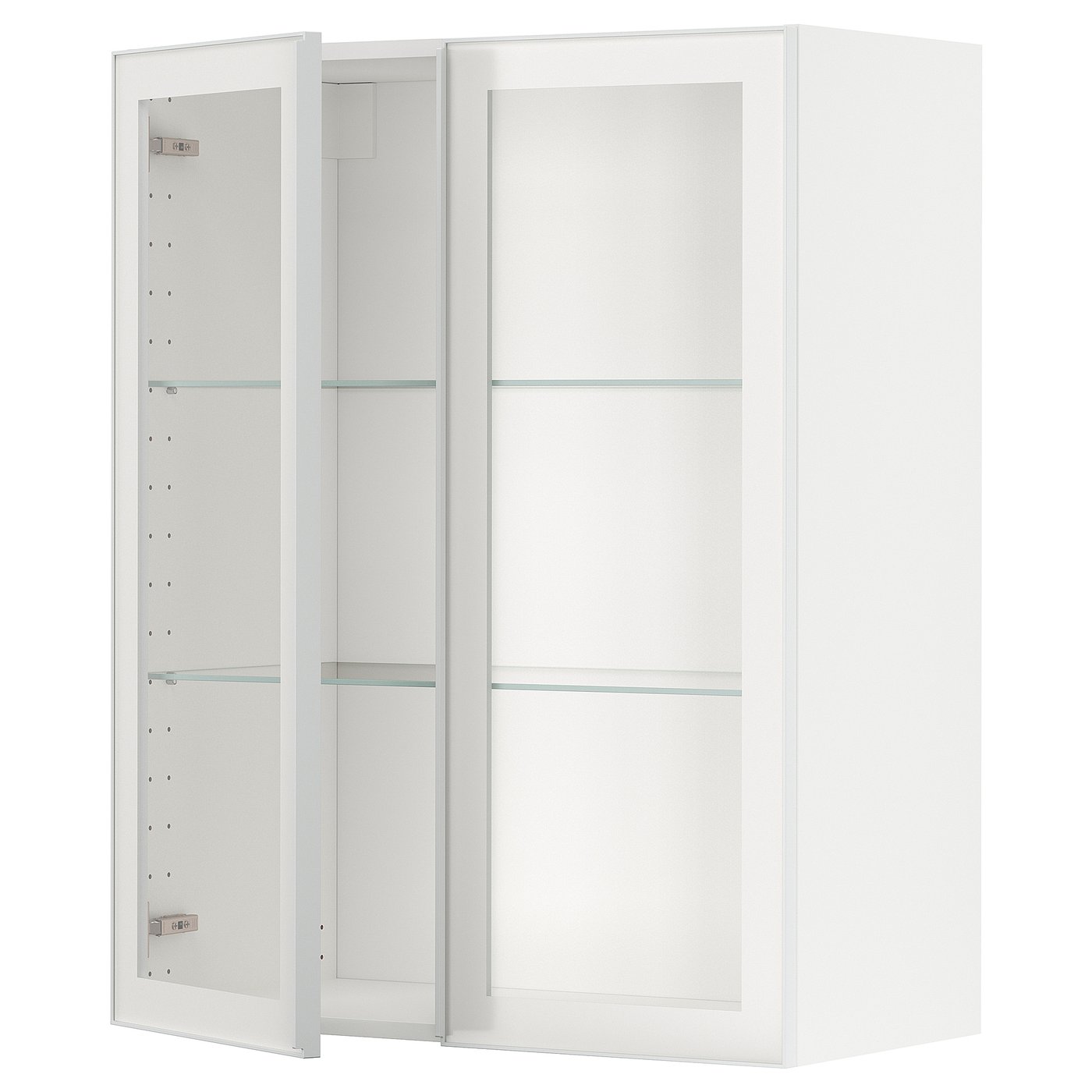 Møbelmontering METOD Vægskab med hylder/2 vitrinlåger, hvid/Hejsta hvidt, klart glas, 80×100 cm | Fast Pris i Storkøbenhavn