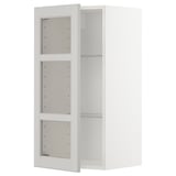 Hvidt vægskab med glashylder. Moderne design, justerbare hylder, robust ramme.