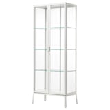 MILSBO vitrineskab i hvid. Minimalistisk, slankt design med justerbare glashylder. Bruges til visning eller sikker opbevaring.