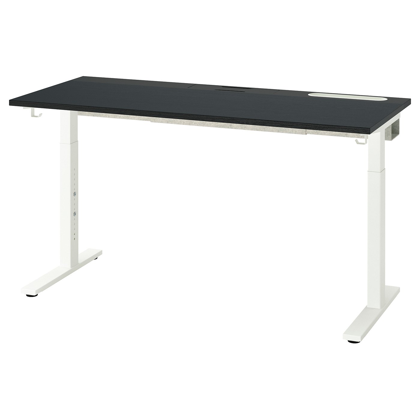 Møbelmontering MITTZON Skrivebord, asketræsfiner med sort bejdse/sort hvid, 140×60 cm