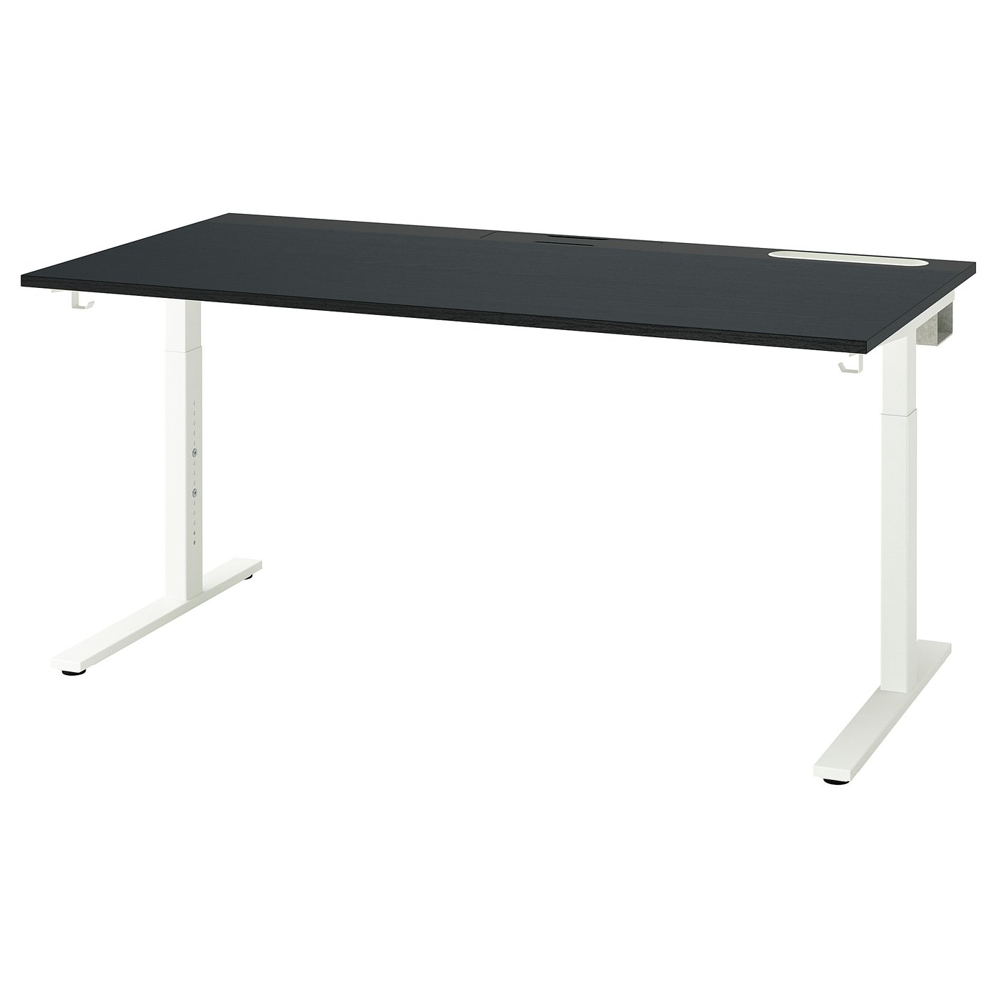 Møbelmontering MITTZON Skrivebord, asketræsfiner med sort bejdse/sort hvid, 160×80 cm