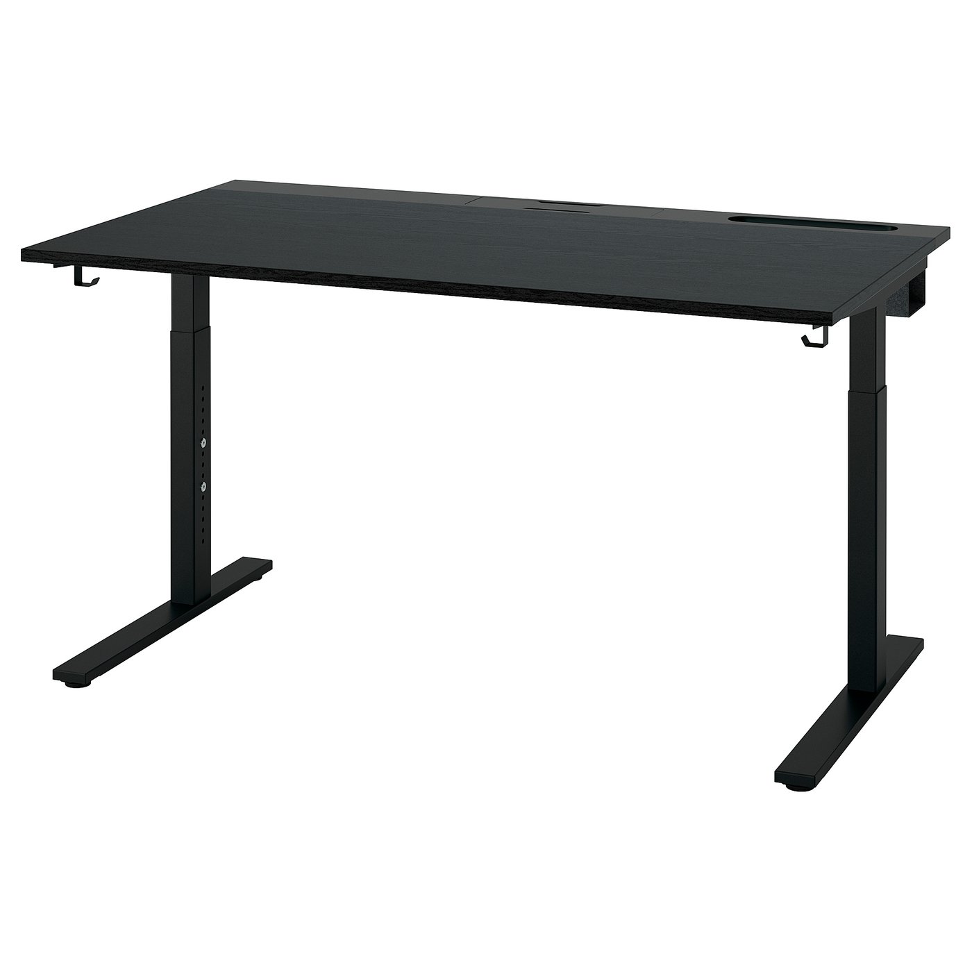 Møbelmontering MITTZON Skrivebord, asketræsfiner med sort bejdse/sort, 140×80 cm