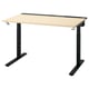 MITTZON justerbart skrivebord, let træplade, sorte ben, moderne, ergonomisk, højdejusterbar.