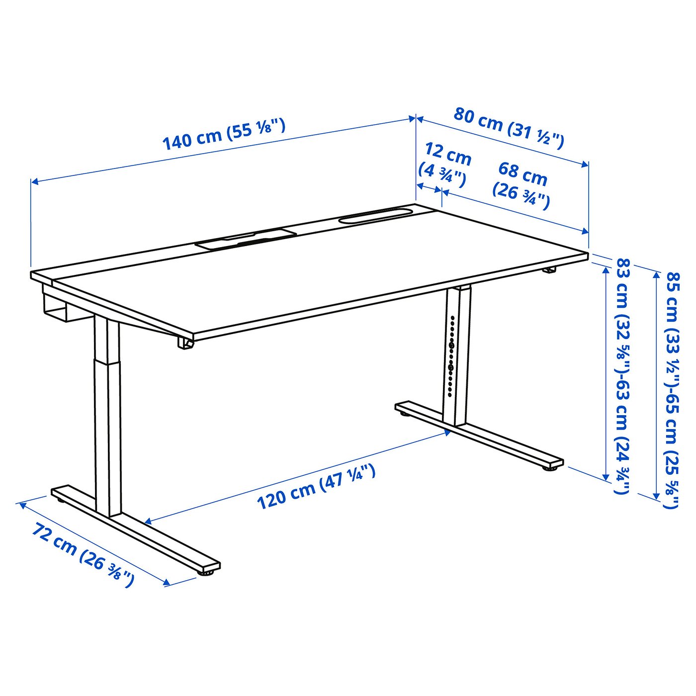 Møbelmontering MITTZON Skrivebord, egetræsfiner/sort, 140x80 cm | Billig & Hurtig i København